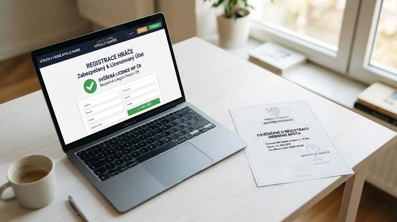 Oficiální dokument s logem Ministerstva financí ČR vedle displeje zobrazujícího online casino s českou licencí
