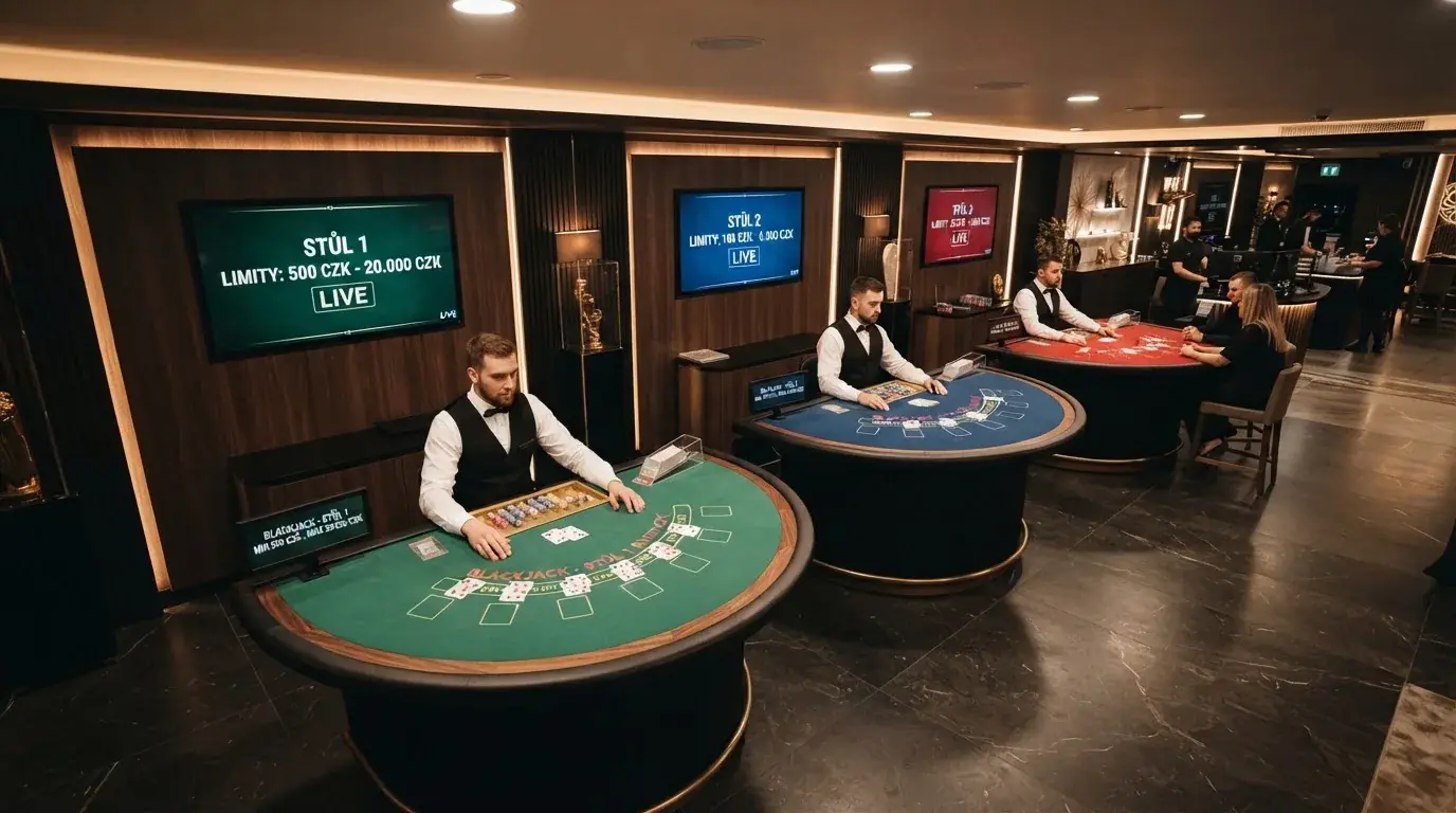 Přehled live blackjackových stolů s různými limity a variantami v českém online kasinu